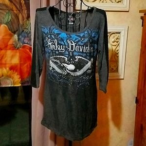 Harley Davidson Tshirt with faceted stud details